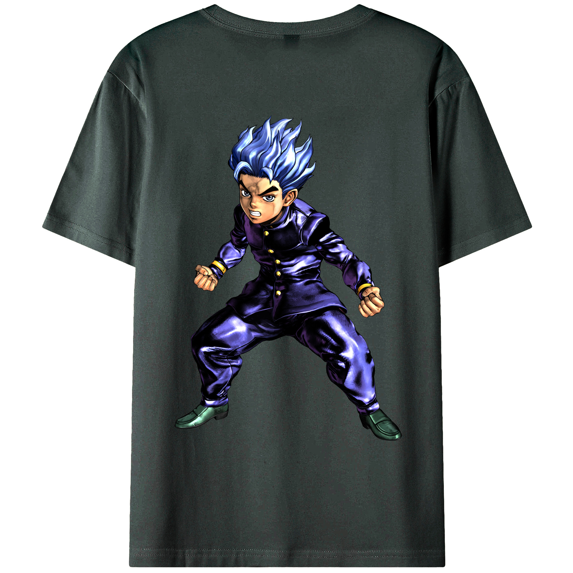 （画像用） ジョジョの奇妙な冒険 広瀨康一 JoJo's Bizarre Adventure Hirose Koichi 綿100％ メンズ半袖Tシャツ（バックプリント） 通気性